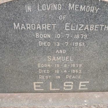 ELSE Samuel 1879-1953 &amp; Margaret Elizabeth 1879-1951