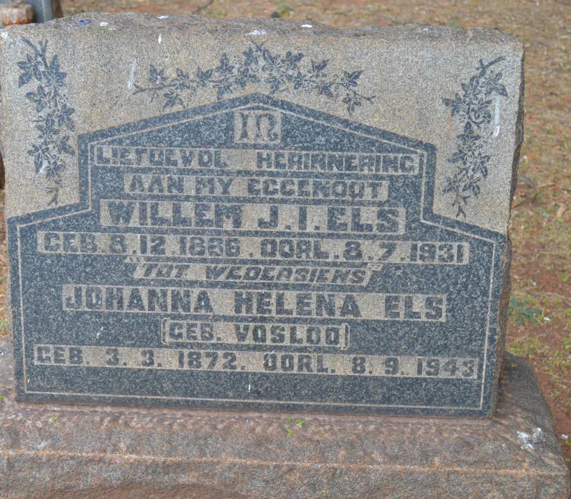 ELS Willem J.I. 1886-1931 &amp; Johanna Helena VOSLOO 1872-1943