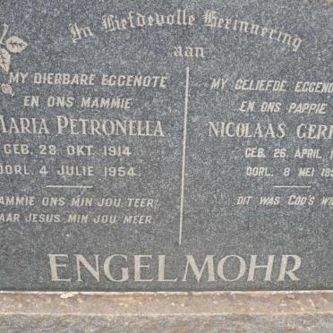 ENGELMOHR Nicolaas Gerhardus 1914-1956 &amp; Maria Petronella 1914-1954