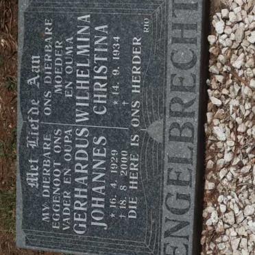 ENGELBRECHT Gerhardus Johannes 1929-2000 &amp; Wilhelmina Christina 1934-