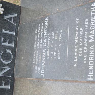 ENGELA Johanna Catherina nee MINY 1903-1993 :: ENGELA Hendrina Magrietha nee POTGIETER 1930-2011