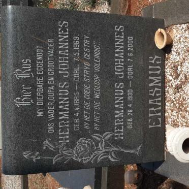 ERASMUS Hermanus Johannes 1885-1969 :: ERASMUS Hermanus Johannes 1930-2000