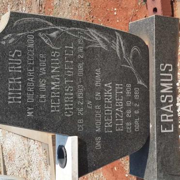ERASMUS Hermanus Christoffel 1903-1967 &amp; Frederika Elizabeth 1906-1980