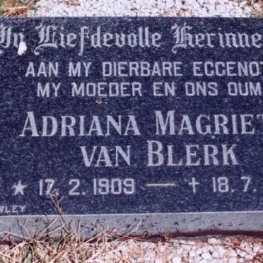ERASMUS  Adriana Magrieta nee VAN BLERK 1909-1983