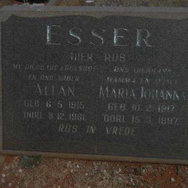 ESSER Allan 1915-1961 &amp; Maria Johanna 1917-1997