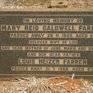 FARREN Louis Heizer -1966 &amp; Mary Reid CALDWELL -1955