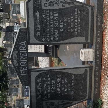 FERREIRA Frank Johannes 1917-1997 &amp; Anna Sophia 1921-1987