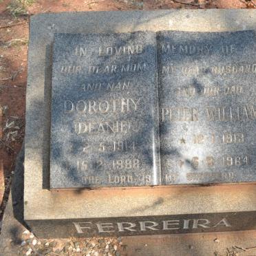 FERREIRA Peter William 1913-1964 &amp; Dorothy 1914-1988