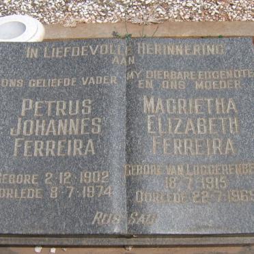 FERREIRA Petrus Johannes 1902-1974 &amp; Magrietha Elizabeth VAN LOGGERENBERG 1915-1969