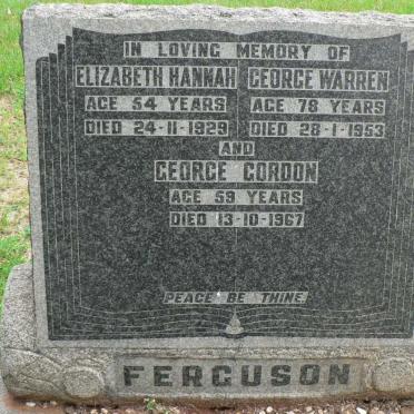 FERGUSON George Warren -1953 &amp; Elizabeth Hannah -1929 :: FERGUSON George Gordon -1967