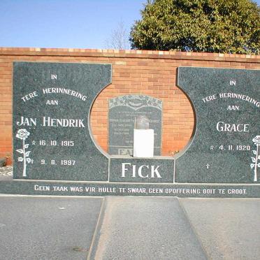 FICK Jan Hendrik 1915-1997 &amp; Grace 1920-