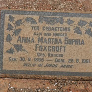 FOXCROFT Anna Martha Sophia nee KRUGER 1895-1951
