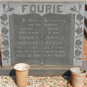 FOURIE Andries Adriaan 1910-1979 &amp; Juanita Susan 1918-1997