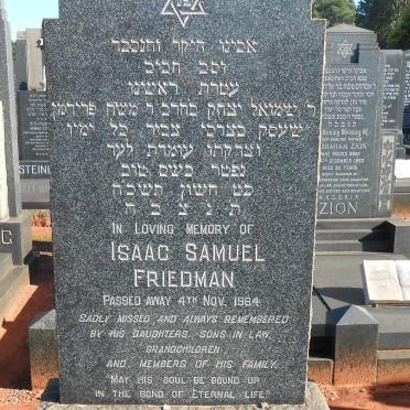 FRIEDMAN Isaac Samuel -1964