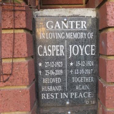 GANTER Casper 1923-2009 &amp; Joyce 1924-2017