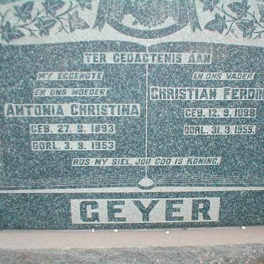 GEYER Christian Ferdinand 1888-1955 &amp; Antonia Christina 1893-1953