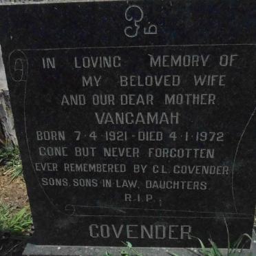 GOVENDER Vangamah 1921-1972