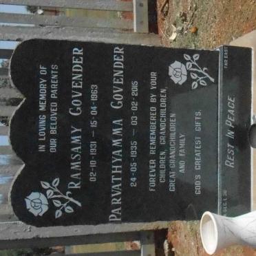 GOVENDER Ramsamy 1931-1963 &amp; Parvathyamma 1935-2015