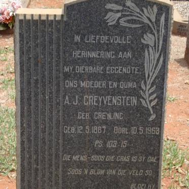 GREYVENSTEIN A.J. nee GREYLING 1887-1963