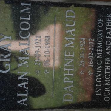 GRAY Alan Malcolm 1921-1988 &amp; Daphne Maud 1924-2012