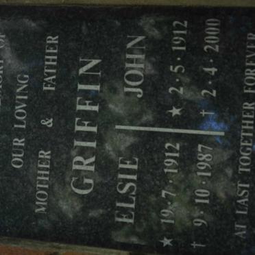 GRIFFIN John 1912-2000 &amp; Elsie 1912-1987