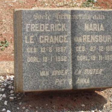 GRANGE Frederick, le 1887-1952 &amp; Maria VAN RENSBURG 1881-1951