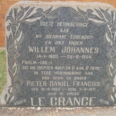GRANGE Willem Johannes, le 1920-1954 :: LE GRANGE Pieter Daniel Francois 1953-1971