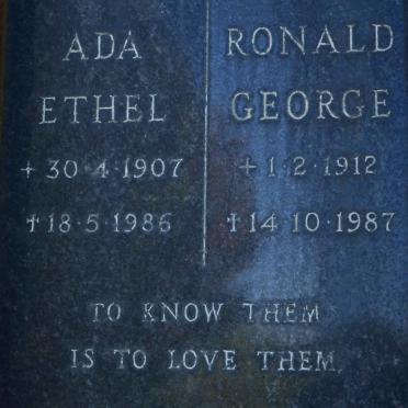 HARDING Ronald George 1912-1987 &amp; Ada Ethel 1907-1986