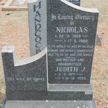 HANDCOCK Nicholas 1908-1988 &amp; Judith J. 1917-2005