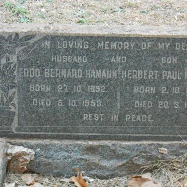 HAMANN Eddo Bernard 1892-1953 :: HAMANN Herbert Paul 1934-1957
