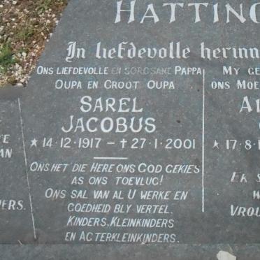 HATTINGH Sarel Jacobus 1917-2001 &amp; Albertina SCHUTTE 1923-1974