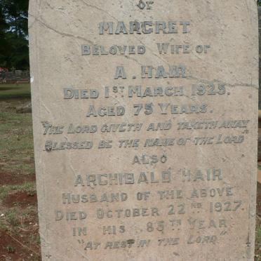 HAIR Archibald -1927 &amp; Margret -1925