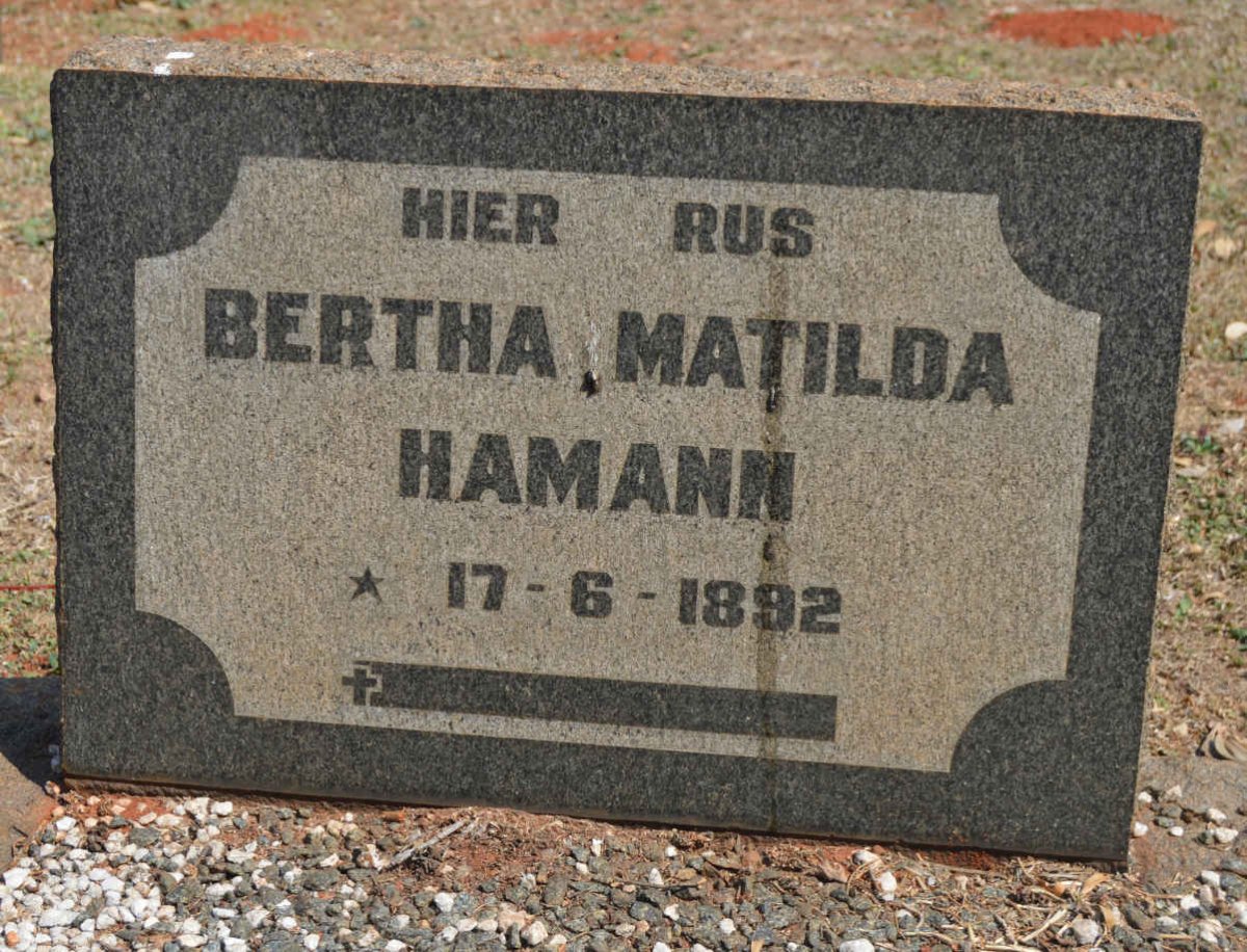 HAMANN Bertha Matilda 1892-