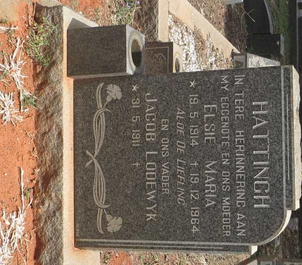 HATTINGH Jacob Lodewyk 1911- &amp; Elsie Maria 1914-1964