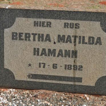 HAMANN Bertha Matilda 1892-