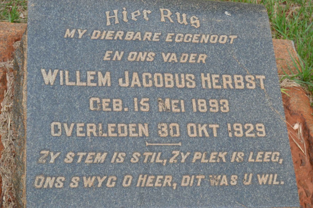 HERBST Willem Jacobus 1893-1929