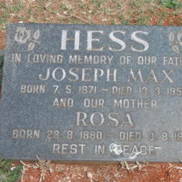 HESS Joseph Max 1871-1953 &amp; Rosa 1880-1962