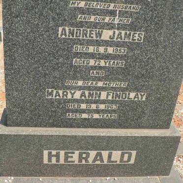 HERALD Andrew James -1953 &amp; Mary Ann FINDLAY -1963