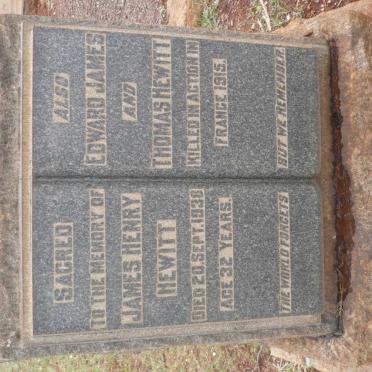 HEWITT James Henry -1938 :: HEWITT Edward James -1915 :: HEWITT Thomas -1915