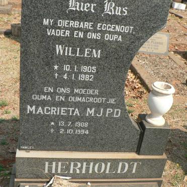 HERHOLDT Willem 1905-1982 &amp; Magrieta M.J.P.D. 1908-1994