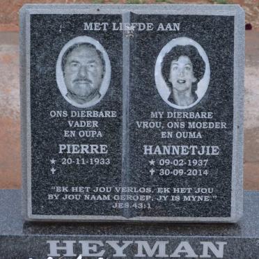 HEYMAN Pierre 1933- &amp; Hannetjie 1937-2014