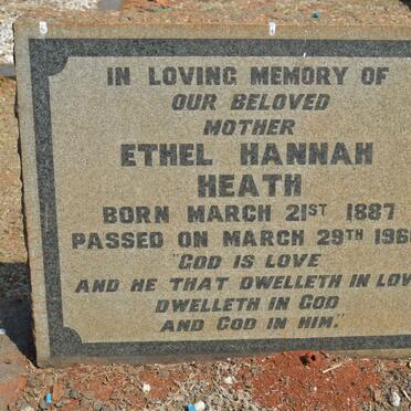 HEATH Ethel Hannah 1887-1966