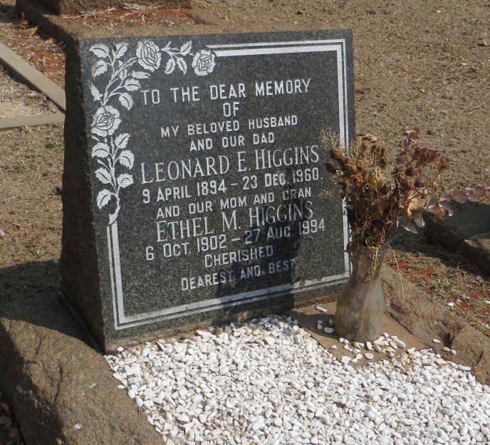 HIGGINS Leonard E. 1894-1960 &amp; Ethel M. 1902-1994