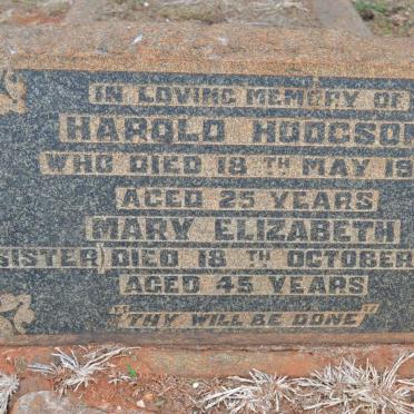 HODGSON Harold -1921 &amp; Mary Elizabeth -1938