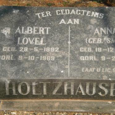 HOLTZHAUSEN Albert Lovel 1892-1969 &amp; Anna SMIT 1906-1959