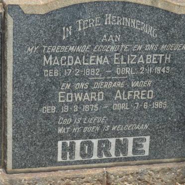 HORNE Edward Alfred 1875-1965 &amp; Magdalena Elizabeth 1882-1949