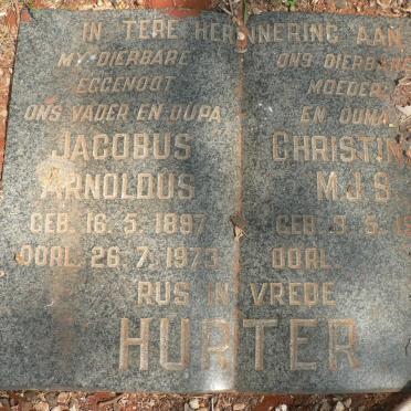 HURTER Jacobus Arnoldus 1897-1973 &amp; Christina M.J.S. 1900-