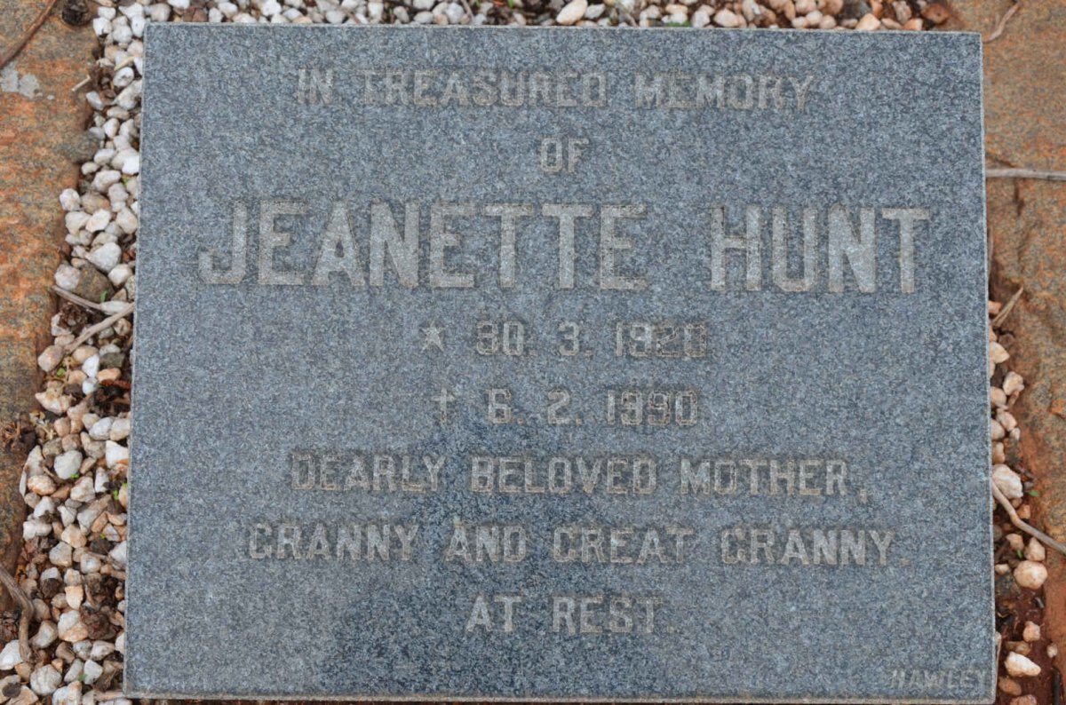 HUNT Jeanette 1920-1990