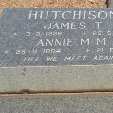 HUTCHISON James T. 1888-1961 &amp; Annie M.M. 1894-1983