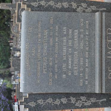 JAGER Petrus Christian, de 1878-1954 &amp; Gertruida Johanna 1888-1970